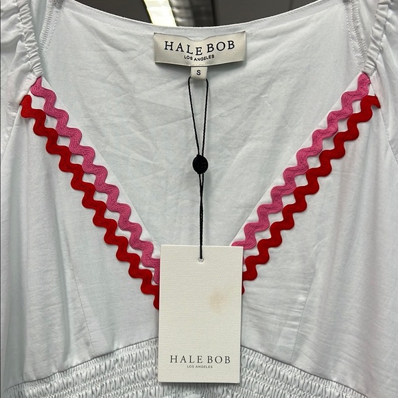 Hale Bob White and Pink Tiered Sundress with Puff Sleeves - Picture 2 of 4